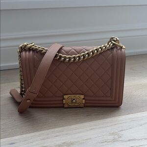 Chanel Tan Quilted Leather Boy Bag